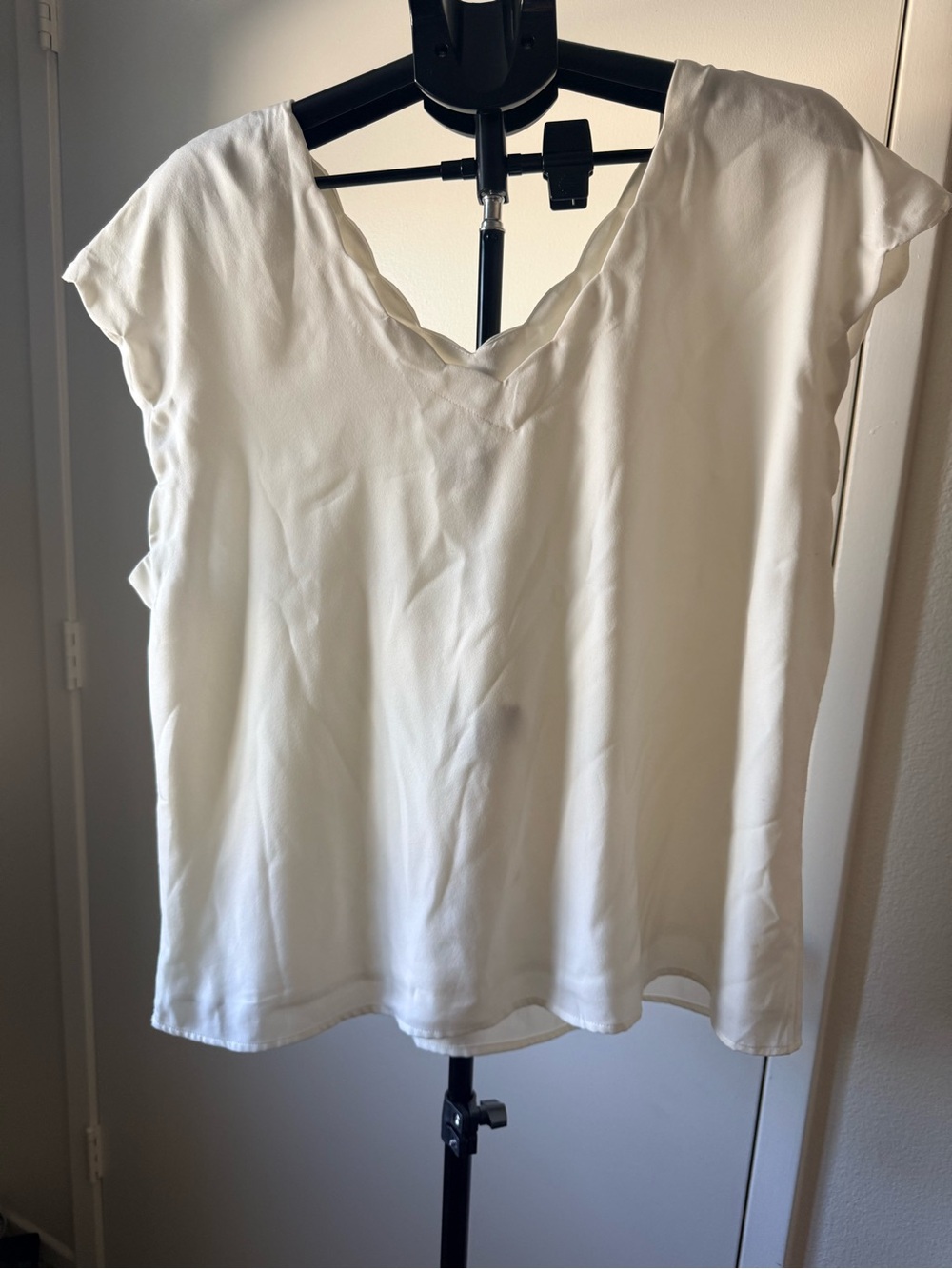 Express Cream V-Neck Cap Sleeve Blouse